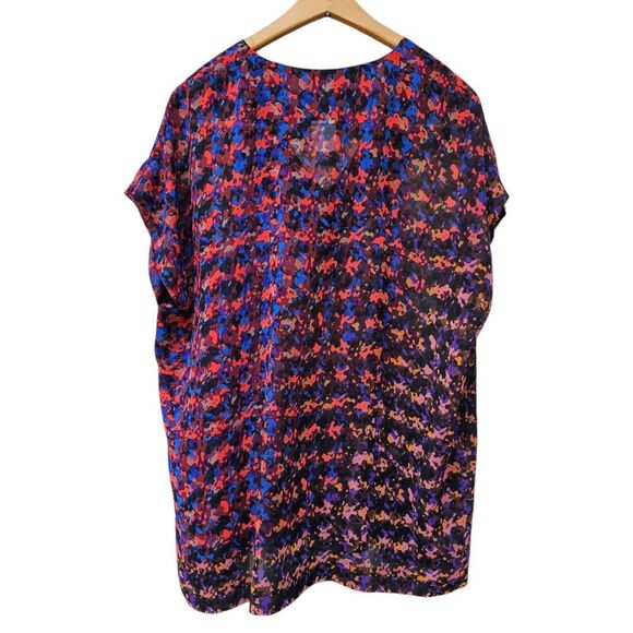 CAbi Women's Size Large Multicolor The Bonus Print Blouse Top Sheer Boxy - Picture 3 of 8